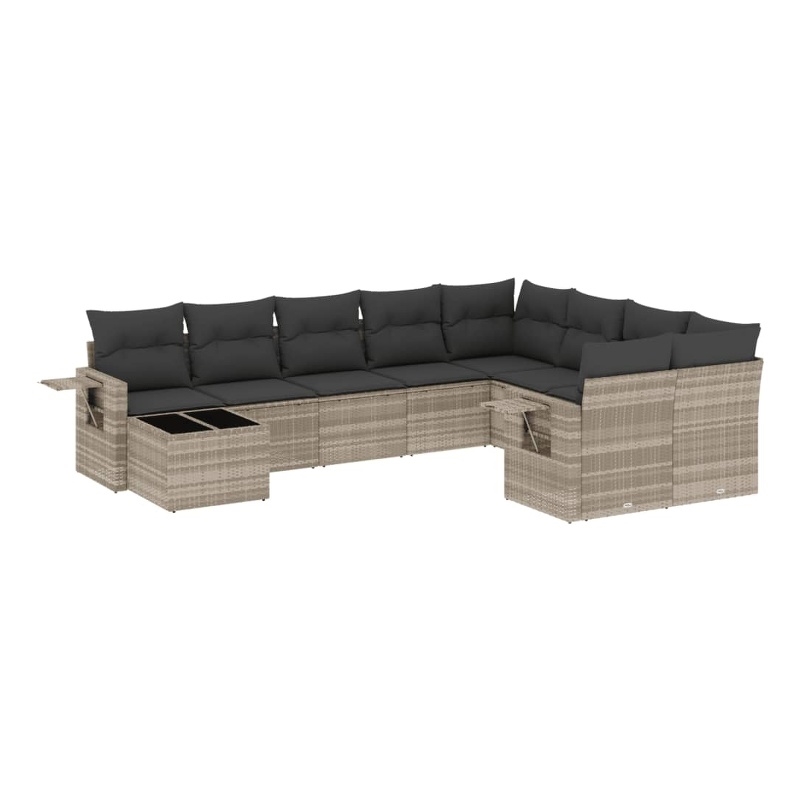 Afuera Living Contemporary 10 Piece Poly Rattan Sofa Set in Gray