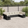 Afuera Living Contemporary Synthetic Poly Rattan 10 Piece  Sofa Set in Black