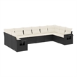 Afuera Living Contemporary Synthetic Poly Rattan 10 Piece  Sofa Set in Black