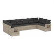 Afuera Living Contemporary 10 Piece Poly Rattan Sofa Set in Gray