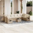 Afuera Living Contemporary Synthetic Poly Rattan 11 Piece  Sofa Set in Beige