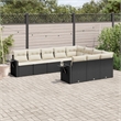 Afuera Living Contemporary 10 Piece Poly Rattan Sofa Set in Black/Cream