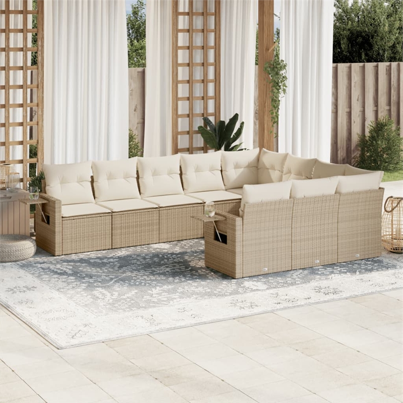 Afuera Living Contemporary Synthetic Poly Rattan  Sofa Set in Cream/Beige