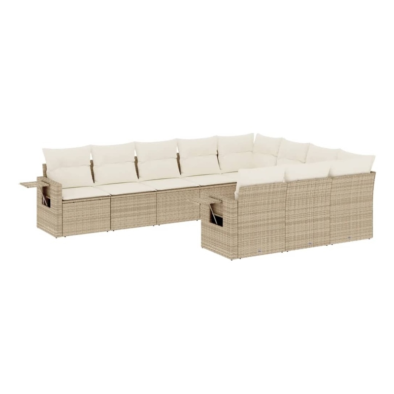 Afuera Living Contemporary Synthetic Poly Rattan  Sofa Set in Cream/Beige
