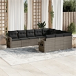 Afuera Living 10 Piece Poly Rattan Large Sofa Set with Removable Covers in Gray