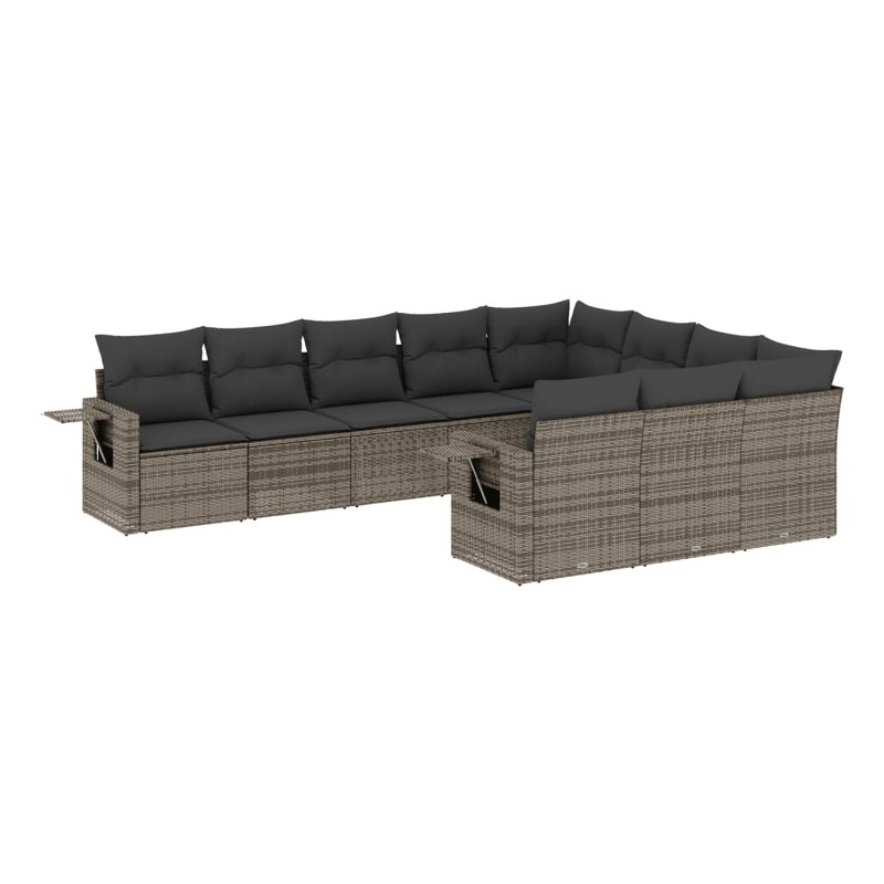 Afuera Living 10 Piece Poly Rattan Large Sofa Set with Removable Covers in Gray