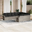 Afuera Living Contemporary 10 Piece Poly Rattan Sofa Set in Gray