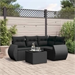 Afuera Living Contemporary Synthetic Poly Rattan 5 Piece  Sofa Set in Black