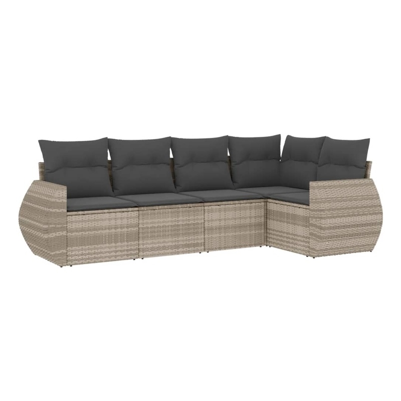 Afuera Living Contemporary 5 Piece Poly Rattan Sofa Set in Gray