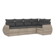 Afuera Living Contemporary 5 Piece Poly Rattan Sofa Set in Gray