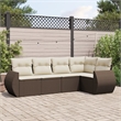 Afuera Living Contemporary 5 Piece Poly Rattan Large Sofa Set in Brown