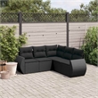 Afuera Living Contemporary Synthetic Poly Rattan 5 Piece  Sofa Set in Black