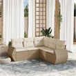 Afuera Living Contemporary 5 Piece Poly Rattan Sofa Set in Beige