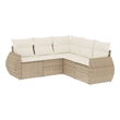 Afuera Living Contemporary 5 Piece Poly Rattan Sofa Set in Beige