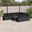 Afuera Living Contemporary 11 Piece Poly Rattan Large Sofa Set in Black