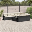Afuera Living Contemporary 11 Piece Poly Rattan Sofa Set in Black