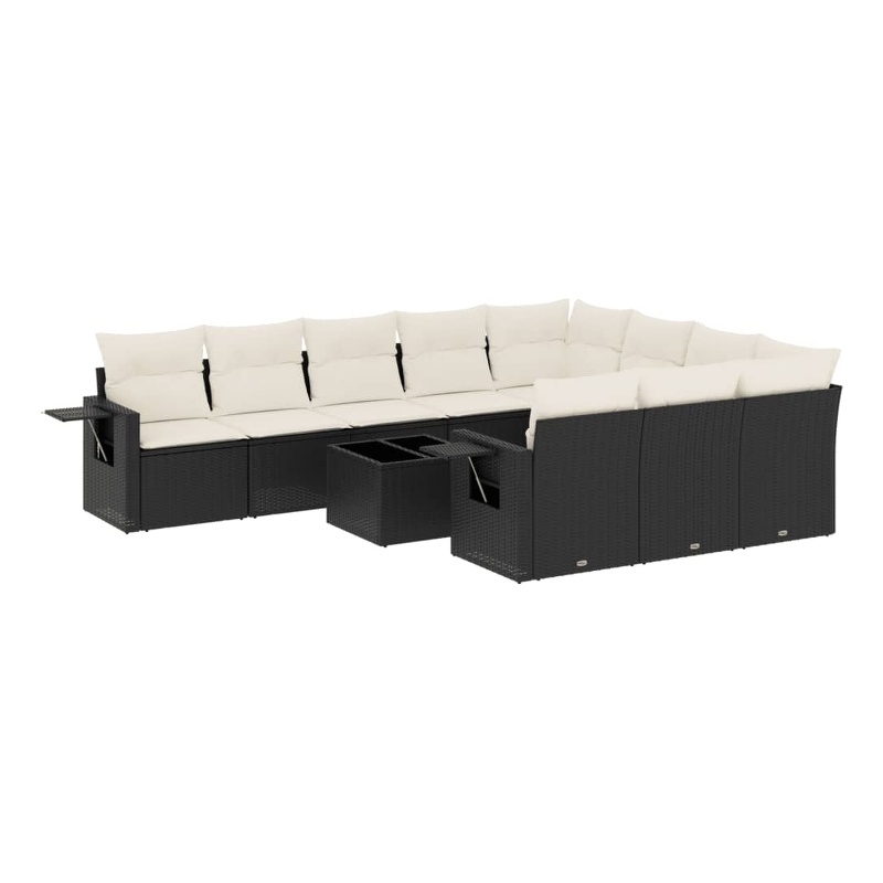 Afuera Living Contemporary 11 Piece Poly Rattan Sofa Set in Black
