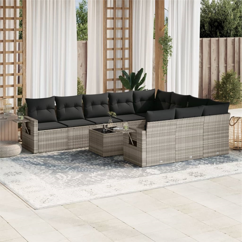 Afuera Living Contemporary 11 Piece Poly Rattan Small Patio Sofa Set