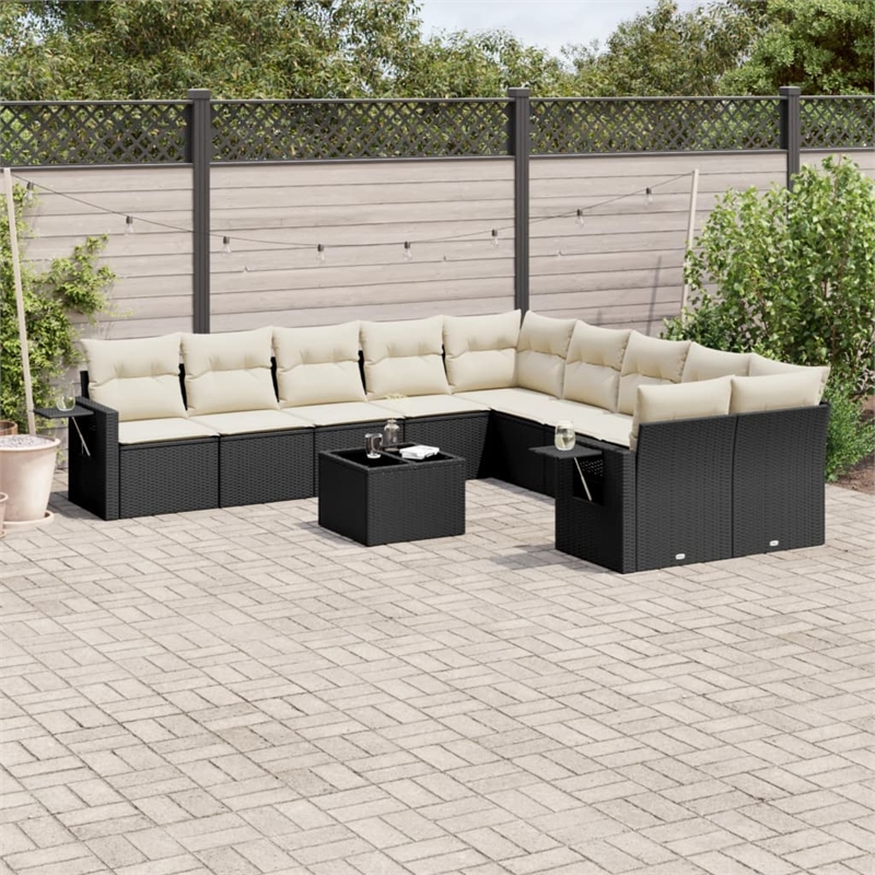 Afuera Living Contemporary Poly Rattan Large Sofa Set in Black