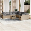 Afuera Living Synthetic Poly Rattan 11 Piece Large Sofa Set in Beige