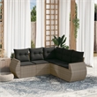 Afuera Living Contemporary 5 Piece Poly Rattan Sofa Set in Gray