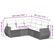 Afuera Living Contemporary 5 Piece Poly Rattan Sofa Set in Gray