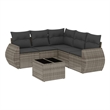 Afuera Living Contemporary 6 Piece Poly Rattan Large Sofa Set in Gray