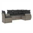 Afuera Living Contemporary 5 Piece Poly Rattan Sofa Set in Gray