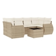 Afuera Living Contemporary 7 Piece Poly Rattan Sofa Set in Beige