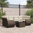 Afuera Living Contemporary 7 Piece Poly Rattan Large Sofa Set in Brown