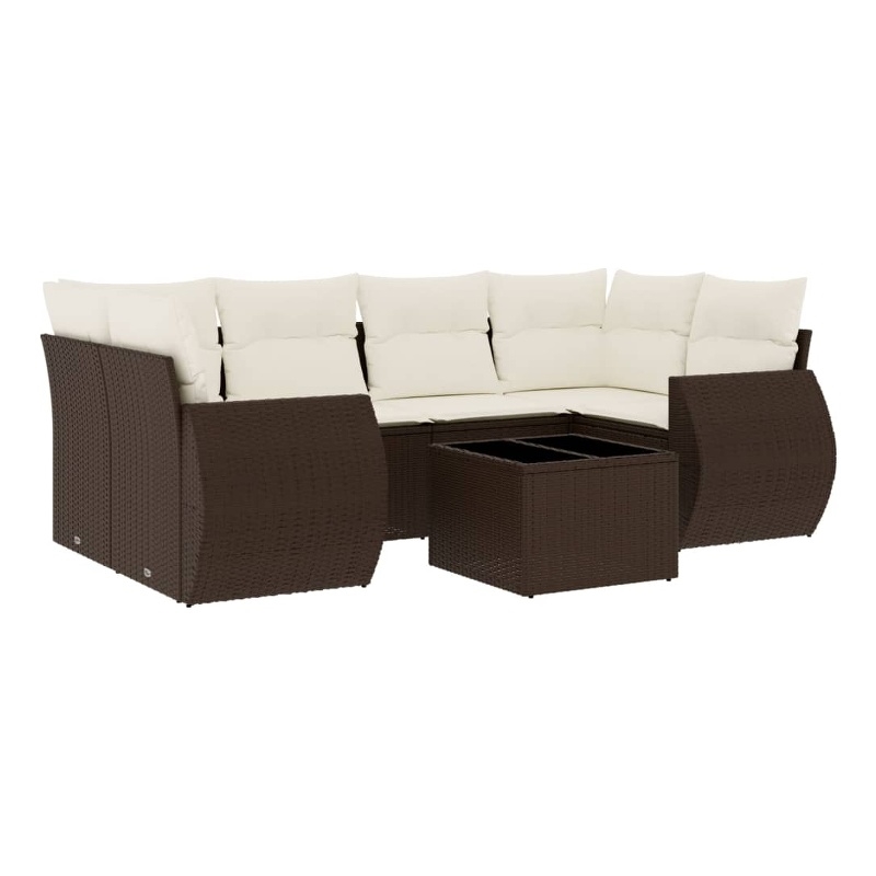 Afuera Living Contemporary 7 Piece Poly Rattan Large Sofa Set in Brown