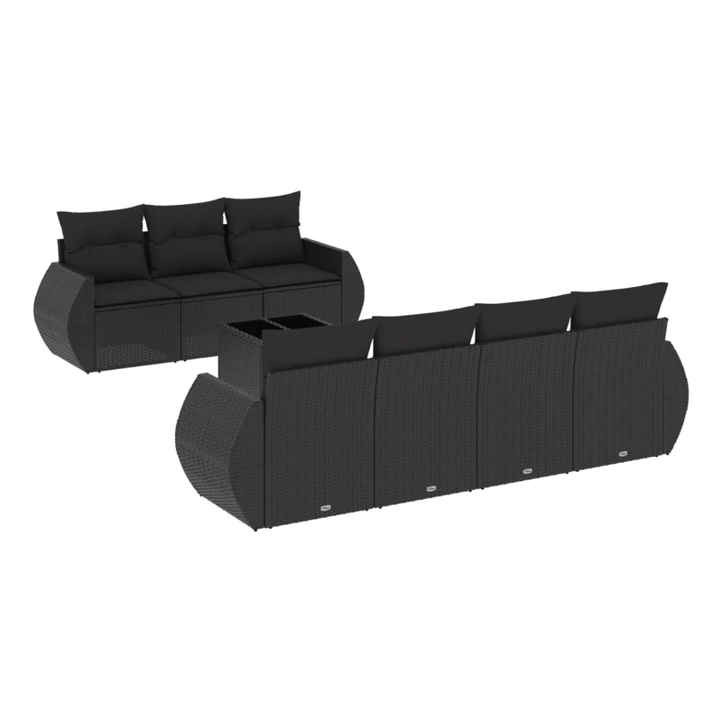 Afuera Living 8 Piece Poly Rattan Large Sofa Set with Removable Covers in Black