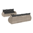 Afuera Living Contemporary 8 Piece Poly Rattan Sofa Set in Gray