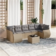 Afuera Living Contemporary Synthetic Poly Rattan 8 Piece Sofa Set in Beige