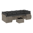 Afuera Living Contemporary 8 Piece Poly Rattan Sofa Set in Gray