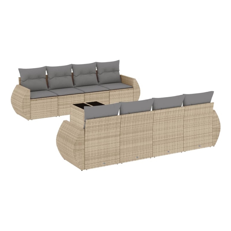 Afuera Living 9 Piece Poly Rattan Small Sofa Set in Gray/Beige