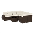 Afuera Living Contemporary 9 Piece Poly Rattan Sofa Set in Brown/Cream