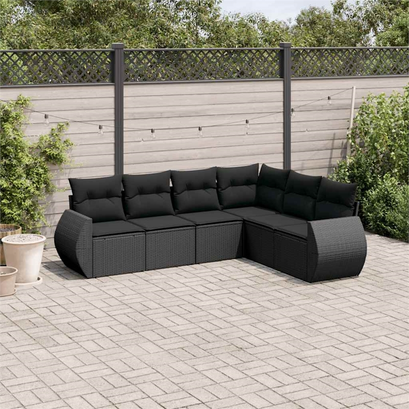 Afuera Living Contemporary 6 Piece Poly Rattan Sofa Set in Black