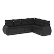 Afuera Living Contemporary 6 Piece Poly Rattan Sofa Set in Black