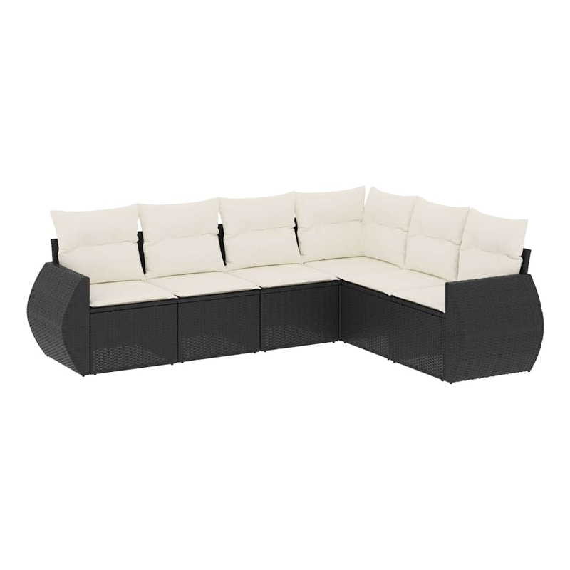 Afuera Living Contemporary Synthetic Poly Rattan  Sofa Set in Black