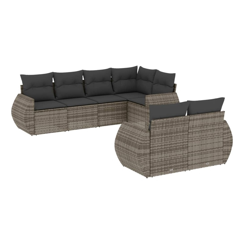 Afuera Living Contemporary 7 Piece Poly Rattan Sofa Set in Gray