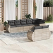 Afuera Living Contemporary 8 Piece Poly Rattan Small Sofa Set in Gray