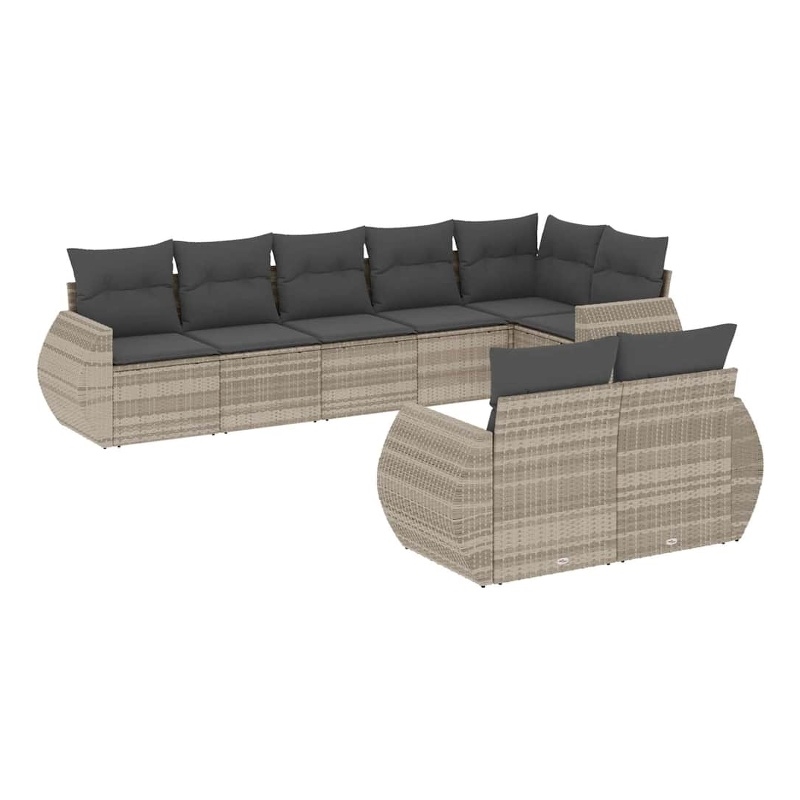 Afuera Living Contemporary 8 Piece Poly Rattan Small Sofa Set in Gray
