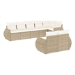 Afuera Living Contemporary 8 Piece Poly Rattan Sofa Set in Cream/Beige