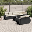 Afuera Living Contemporary 9 Piece Poly Rattan Sofa Set in Black