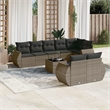 Afuera Living Contemporary 9 Piece Poly Rattan Sofa Set in Gray