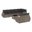 Afuera Living Contemporary 9 Piece Poly Rattan Sofa Set in Gray