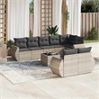 Afuera Living Contemporary 9 Piece Poly Rattan Sofa Set in Gray