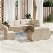Afuera Living Contemporary Synthetic Poly Rattan 8 Piece Sofa Set in Beige