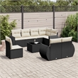 Afuera Living Contemporary 9 Piece Poly Rattan Large Sofa Set in Black